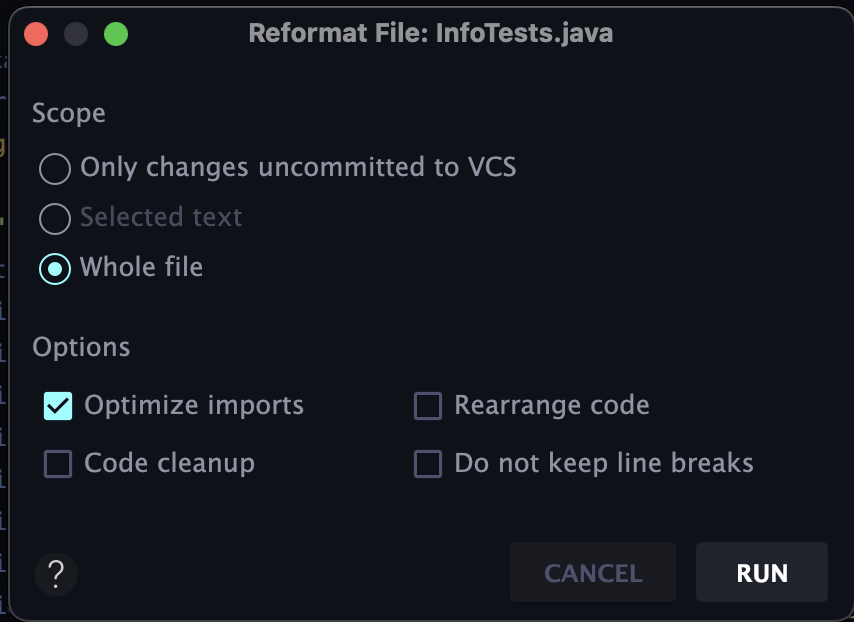Codestyle Reformat